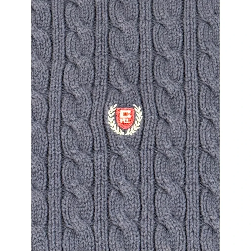 Vintage Chaps Ralph Lauren Golf Navy Blue Cable Knit Cotton Sweater Mens Size XL